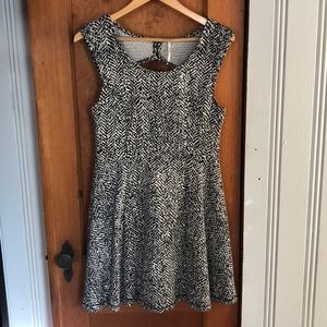 Free People Black & White Embellished Skater Dress